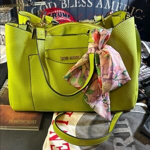 Lime Green Women's Shoulder Bag With Removable Clutch